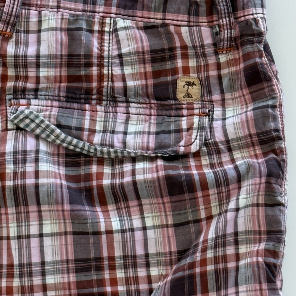 Tommy Bahama Cargo Shorts 100% Cotton Plaid Pink/Brown Golf Beach Men’s Size 36 - Picture 8 of 11